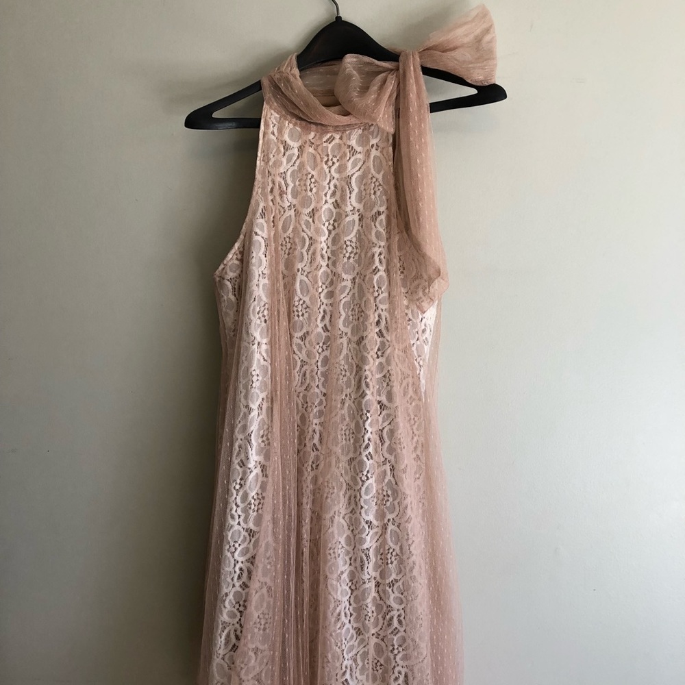 Beige and White Dress